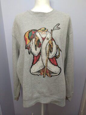 Vintage Ugly Christmas Sweater Sweatshirt Santa Native American Cowboy Mens XL